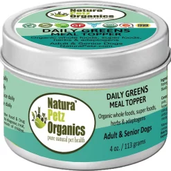 Natura Petz Organics Daily Greens Turkey Flavored Powder Immune Supplement for Dogs, 4-oz tin