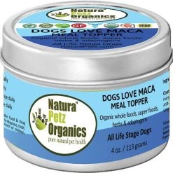 Natura Petz Organics Dogs Love Maca Turkey Flavored Powder Hormone Supplement for Dogs, 4-oz tin