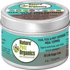 Natura Petz Organics Flea, Tick & Pest Defense Turkey Flavored Powder Immune Supplement for Cats, 4-oz tin