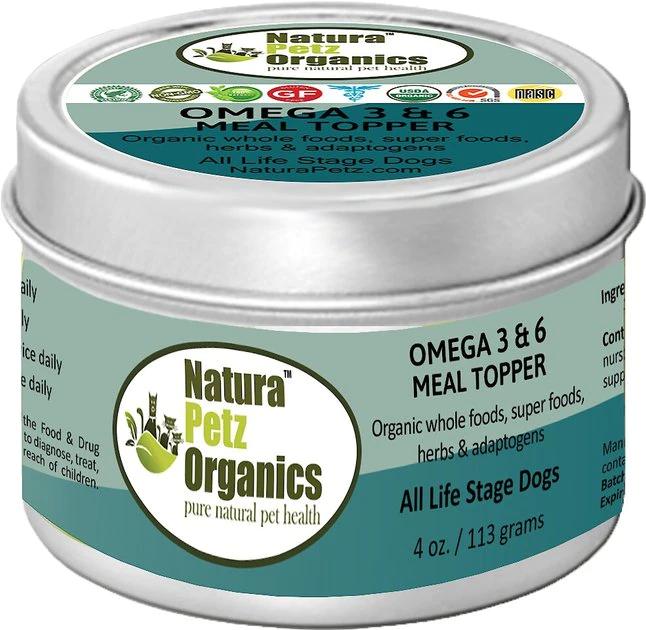 Natura Petz Organics Omega 3 & 6 Turkey Flavored Powder Skin & Coat Supplement for Dogs, 4-oz tin 1 Natura Petz Organics Omega 3 & 6 Turkey Flavored Powder Skin & Coat Supplement for Dogs, 4-oz tin