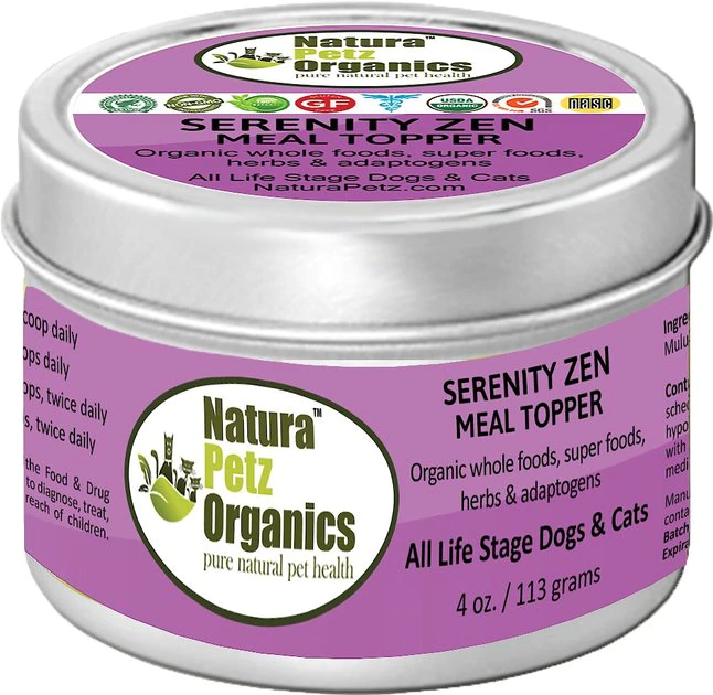 Natura Petz Organics Serenity Zen Turkey Flavored Powder Calming Supplement for Dogs & Cats, 4-oz tin 1 Natura Petz Organics Serenity Zen Turkey Flavored Powder Calming Supplement for Dogs & Cats, 4-oz tin