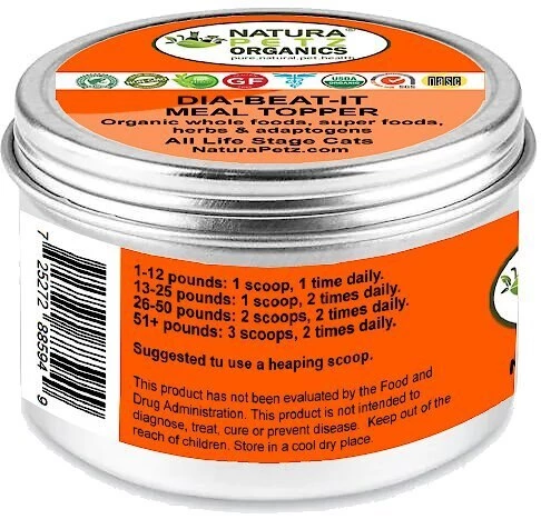 Natura Petz Organics Dia-Beat-It Cat Supplement, 4-oz jar 2 Natura Petz Organics Dia-Beat-It Cat Supplement, 4-oz jar - Image 2