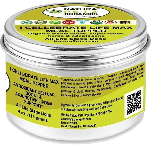 Natura Petz Organics I-Cellebrate Life Max Dog Supplement, 4-oz jar 3 Natura Petz Organics I-Cellebrate Life Max Dog Supplement, 4-oz jar - Image 3