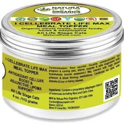 Natura Petz Organics I-Cellebrate Life Max Cat Supplement, 4-oz jar 6 Natura Petz Organics I-Cellebrate Life Max Cat Supplement, 4-oz jar -Natura Petz Organics Sales 2022 314171 PT2. SY630 V1635772595