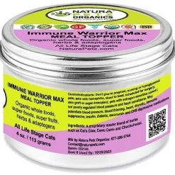 Natura Petz Organics Immune Warrior Cat Supplement, 4-oz jar -Natura Petz Organics Sales 2022 314175 PT2. SY630 V1635773782